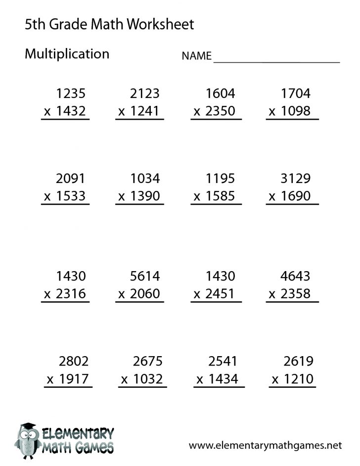 Free Printable Multiplication Worksheets For 5Th Grade