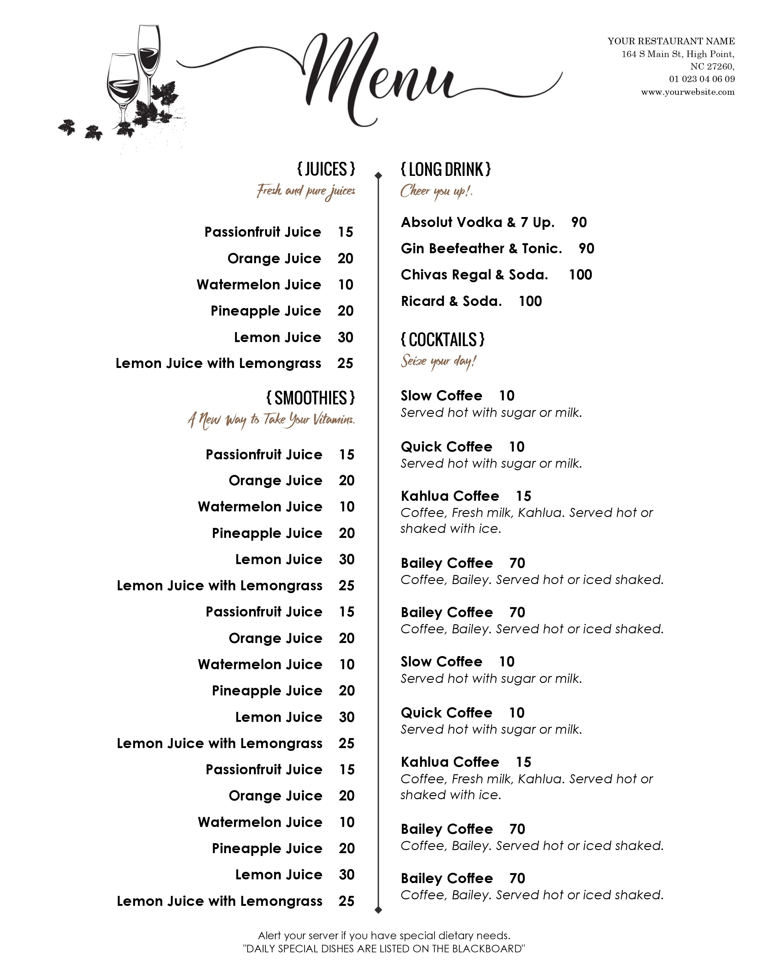 Free Menu Templates For Microsoft Word | Chart And Printable World - Free Printable Menu Templates Word