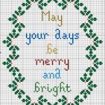 Free Merry And Bright Christmas Cross Stitch Pattern | Cross Stitch   Free Printable Cross Stitch Christmas Stocking Patterns