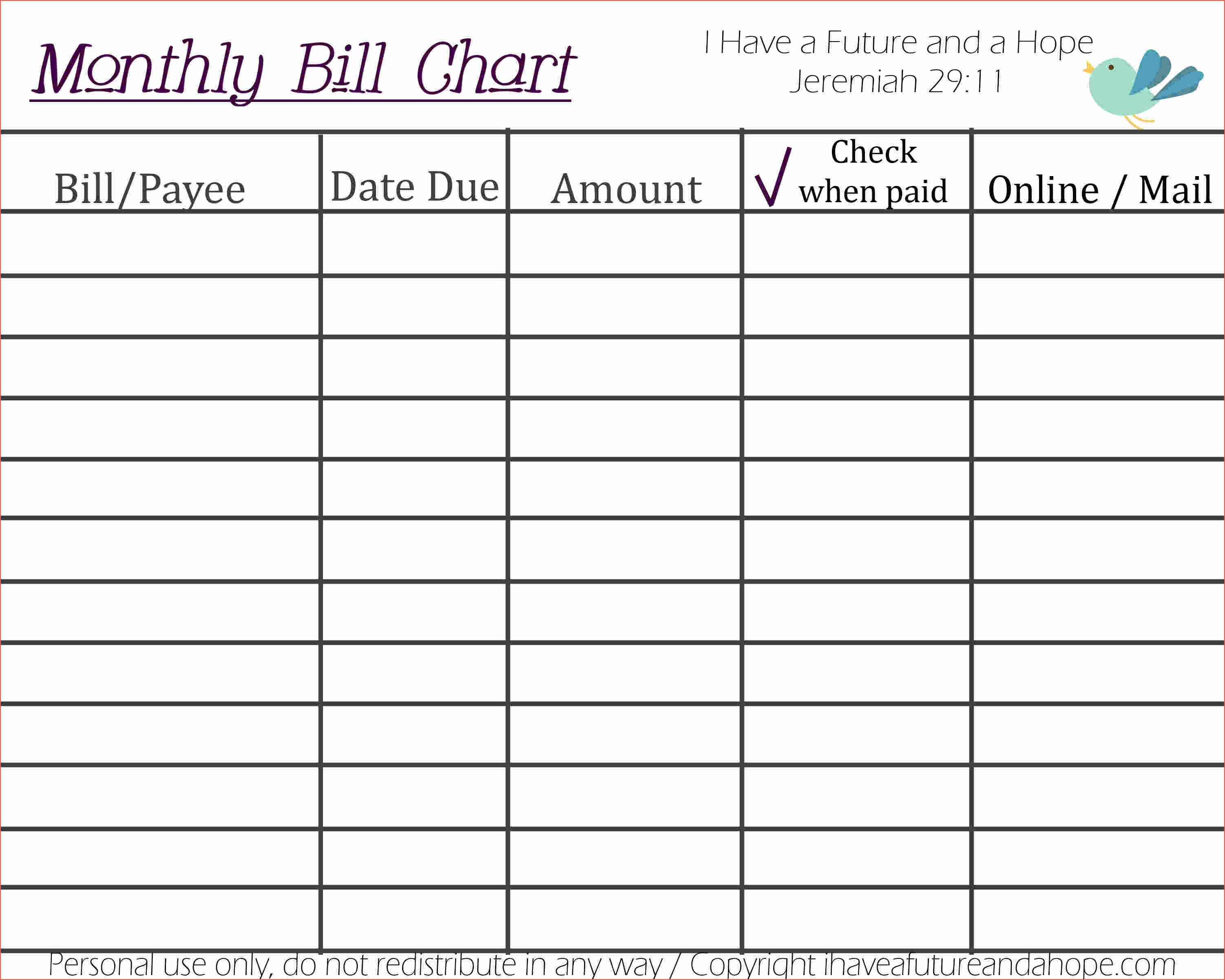 Free Monthly Bill Organizer Template Online Calendar Monthly Bill - Free Printable Bill Organizer