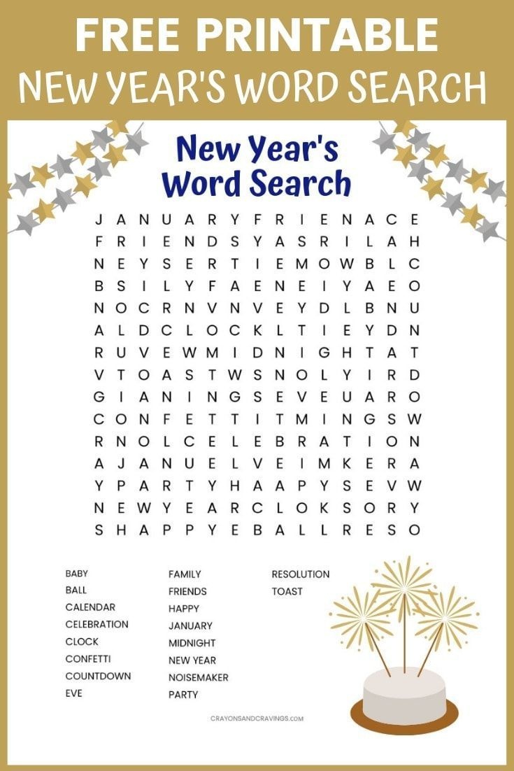 Free New Year&amp;#039;s Word Search Printable Worksheet With 18 New Year&amp;#039;s - Free Printable Activities For Adults
