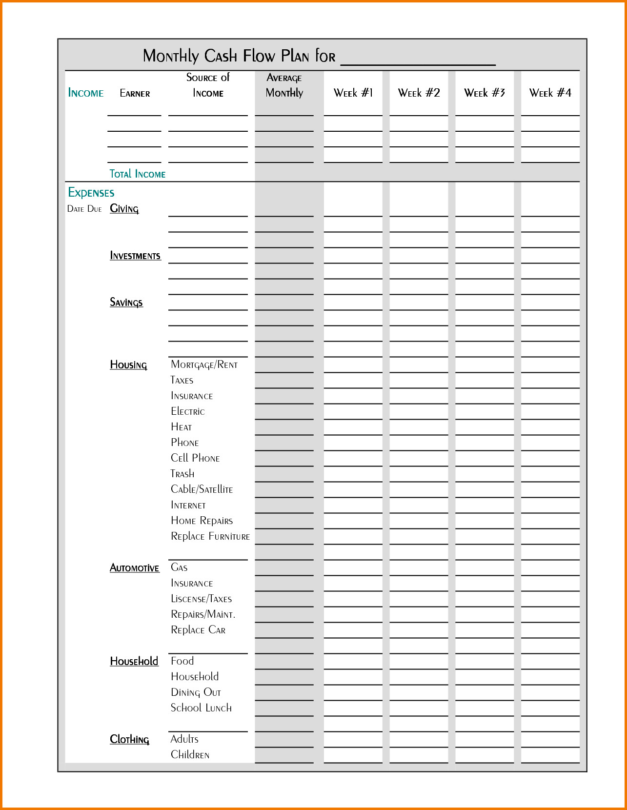 Free Personal Budget Spreadsheet Family Template E2 80 93 Excel | Smorad - Free Printable Monthly Expense Sheet