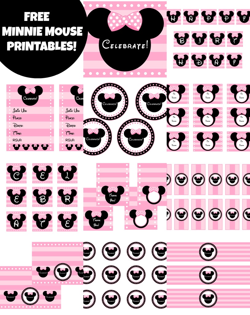 Free Pink Minnie Mouse Birthday Party Printables | Catch My Party - Free Printable Mickey Mouse Decorations