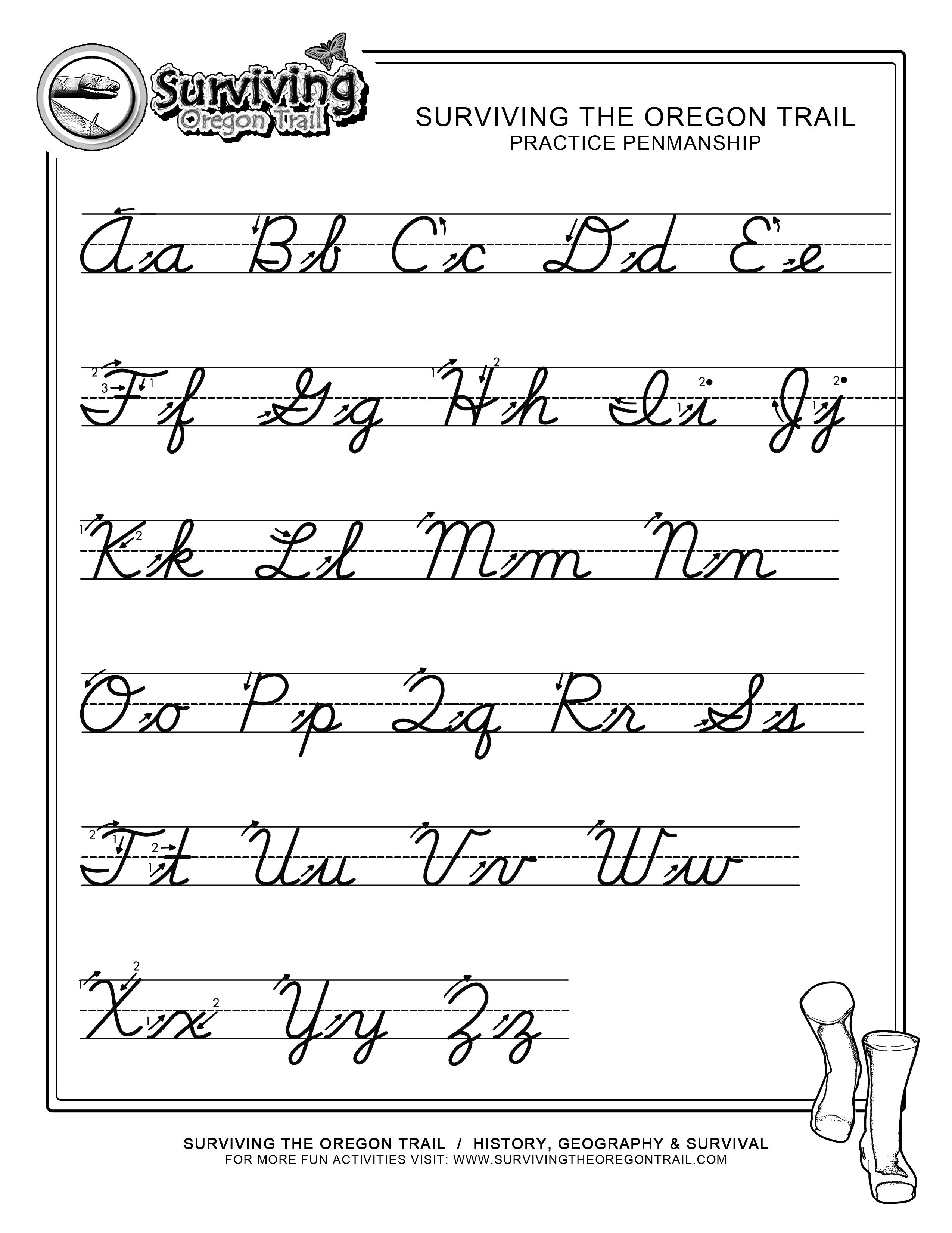 Kindergarten Cursive Handwriting Worksheet Printable Language Arts 