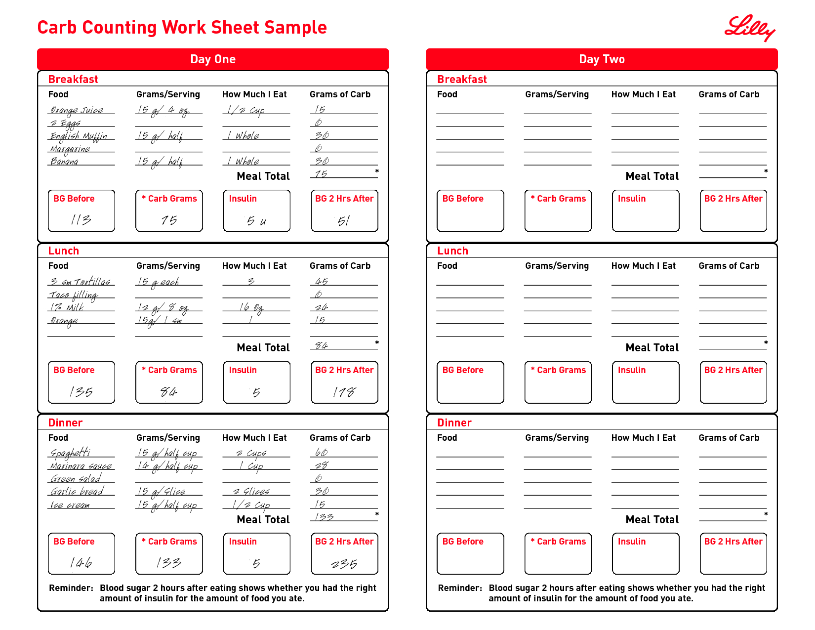 Free Print Carb Counter Chart | Carb Counting Work Sheet Sample - Free Printable Carb Counter Chart