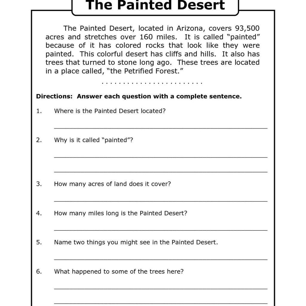 Free Printable Comprehension Worksheets For Grade 5 Free Printable A To Z