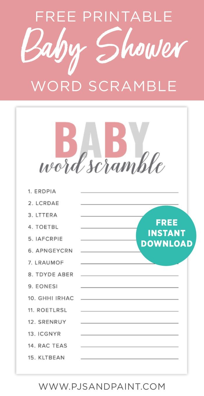 Free Printable Baby Shower Games Word Scramble