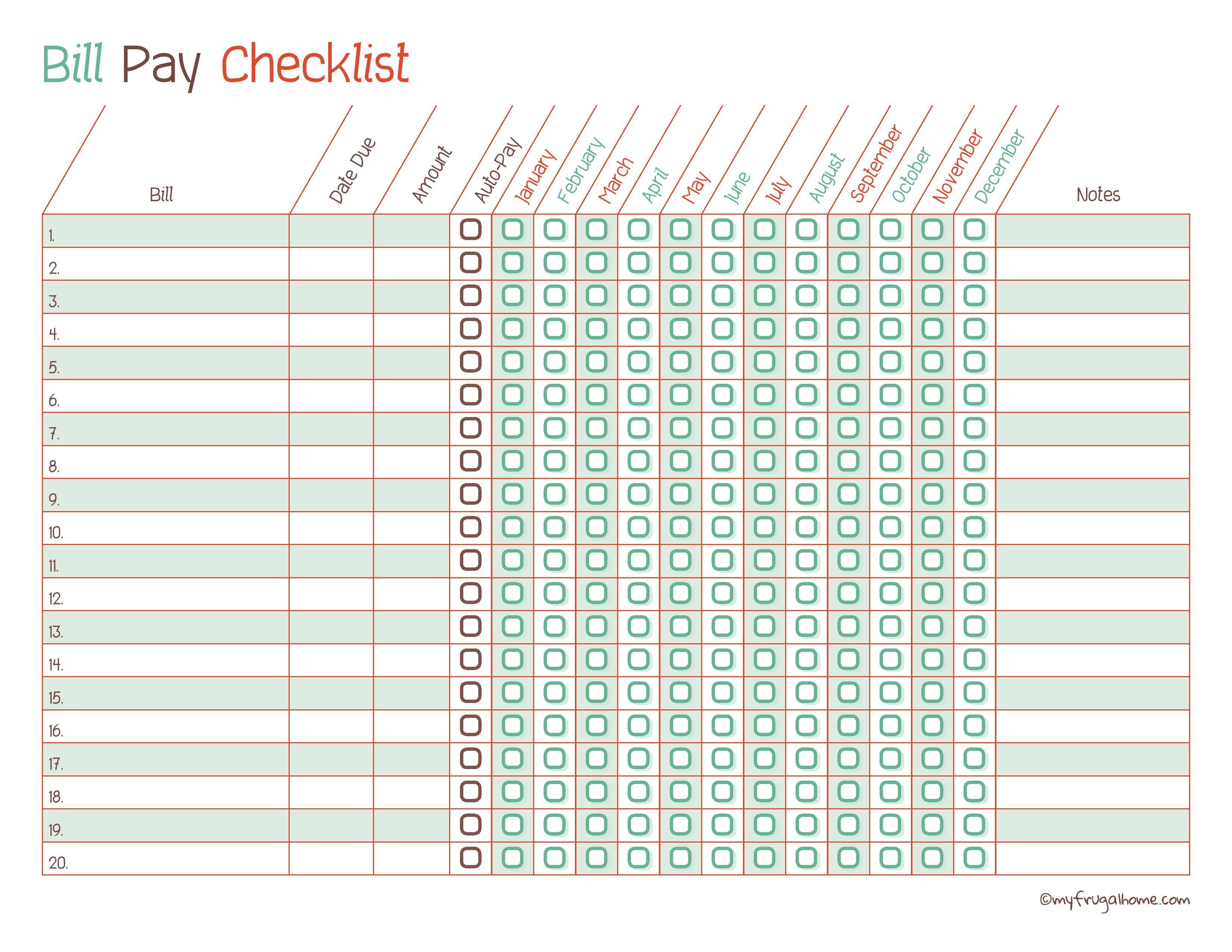 Free Printable Bill Pay Calendar Templates - Free Printable Bill Organizer