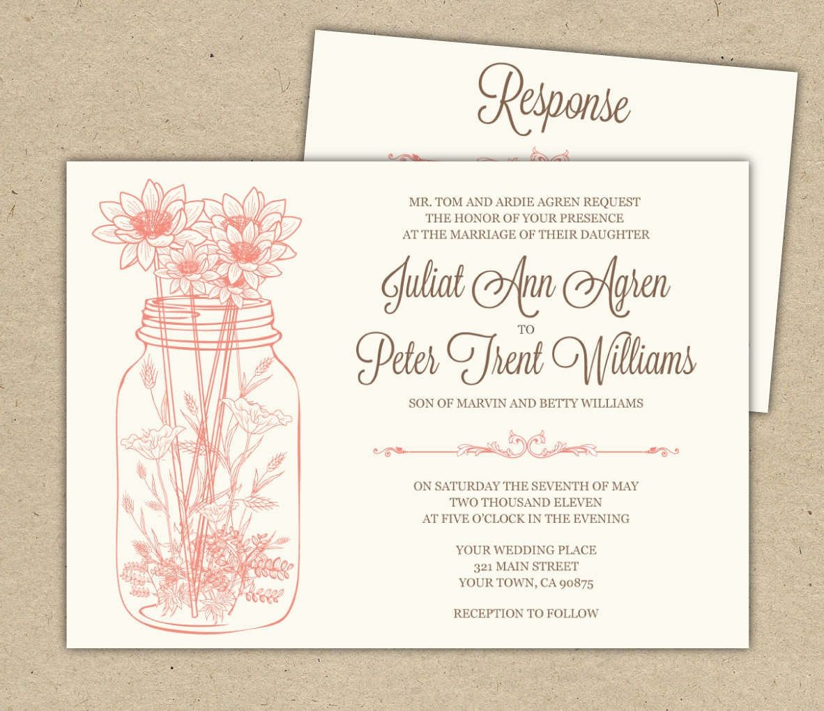 Free Printable Bridal Shower Invitations | Wedding Invitations - Free Mason Jar Wedding Invitation Printable Templates
