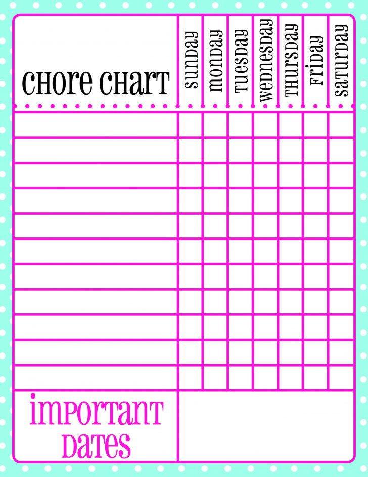 Free Printable Chore Charts For Multiple Children