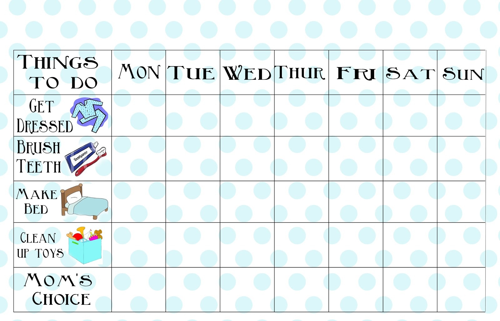 Free Printable Chore Chart - Free Printable Chore Charts For Kids