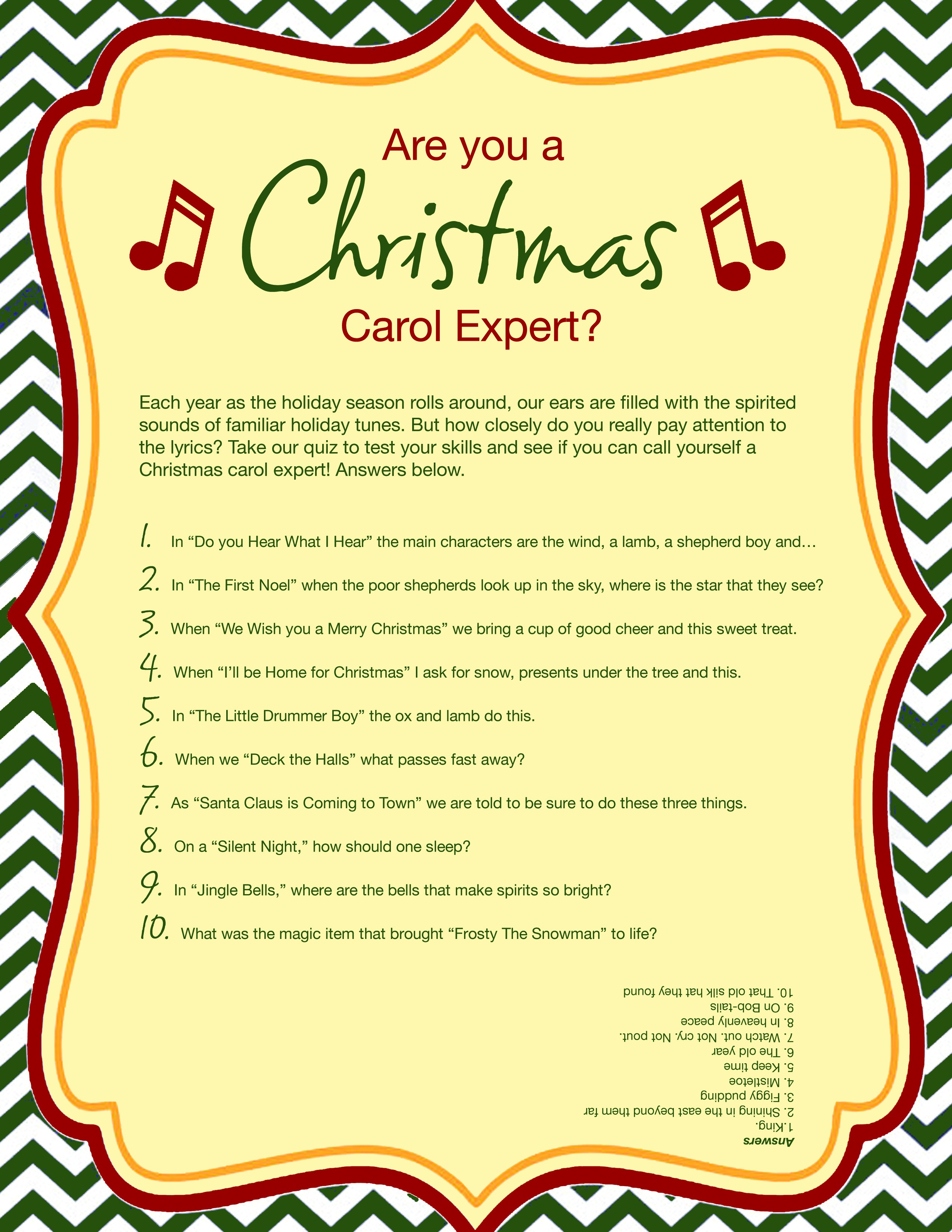 Free Printable Christmas Carol Quiz - American Greetings - Kwanzaa Trivia Free Printable