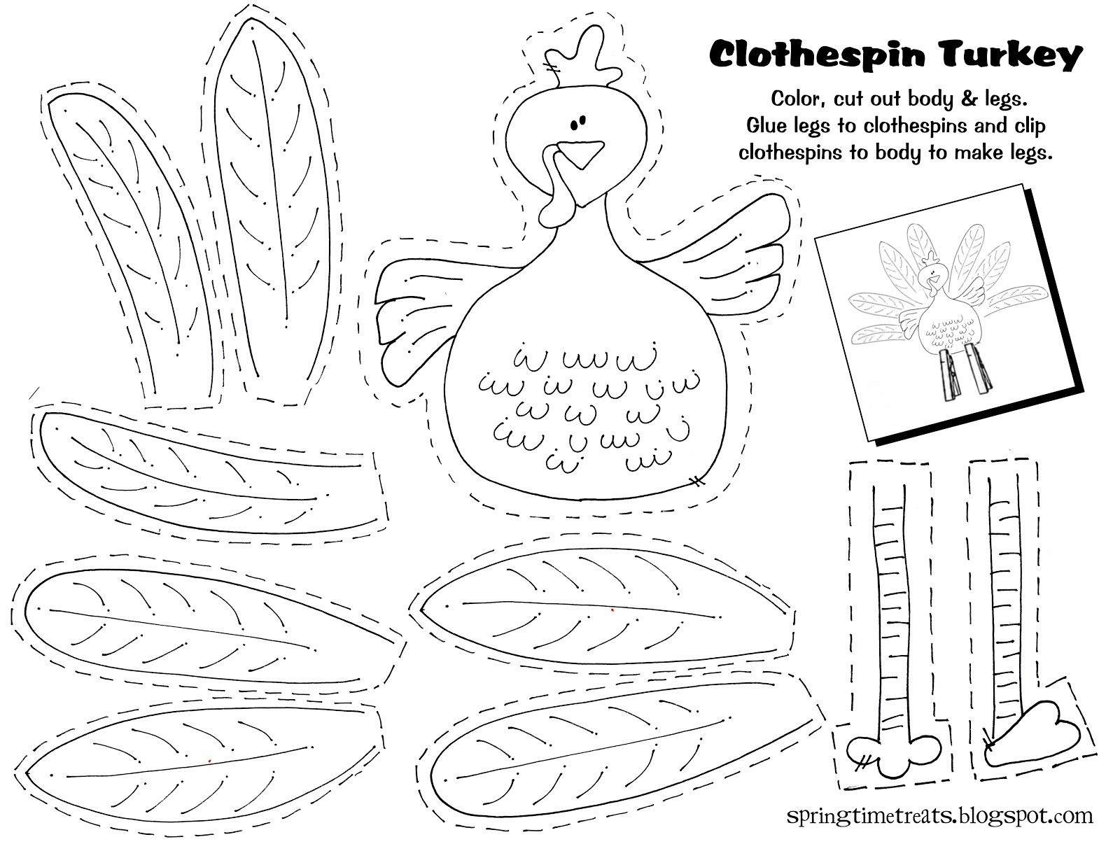 Free Printable - Clothespin Turkey. Easy Craft Idea For The Kids - Free Printable Turkey Craft