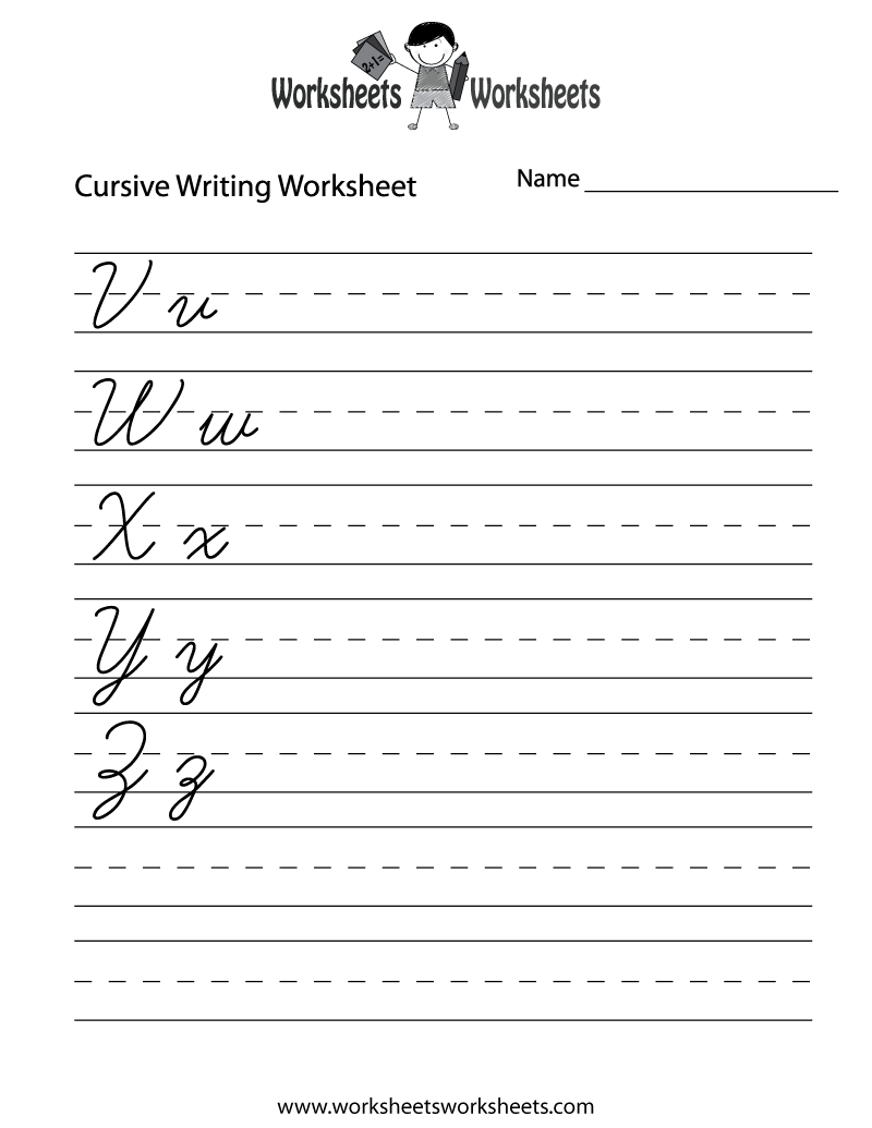 Free Printable Cursive Letters Writing Worksheet - Cursive Letters Worksheet Printable Free