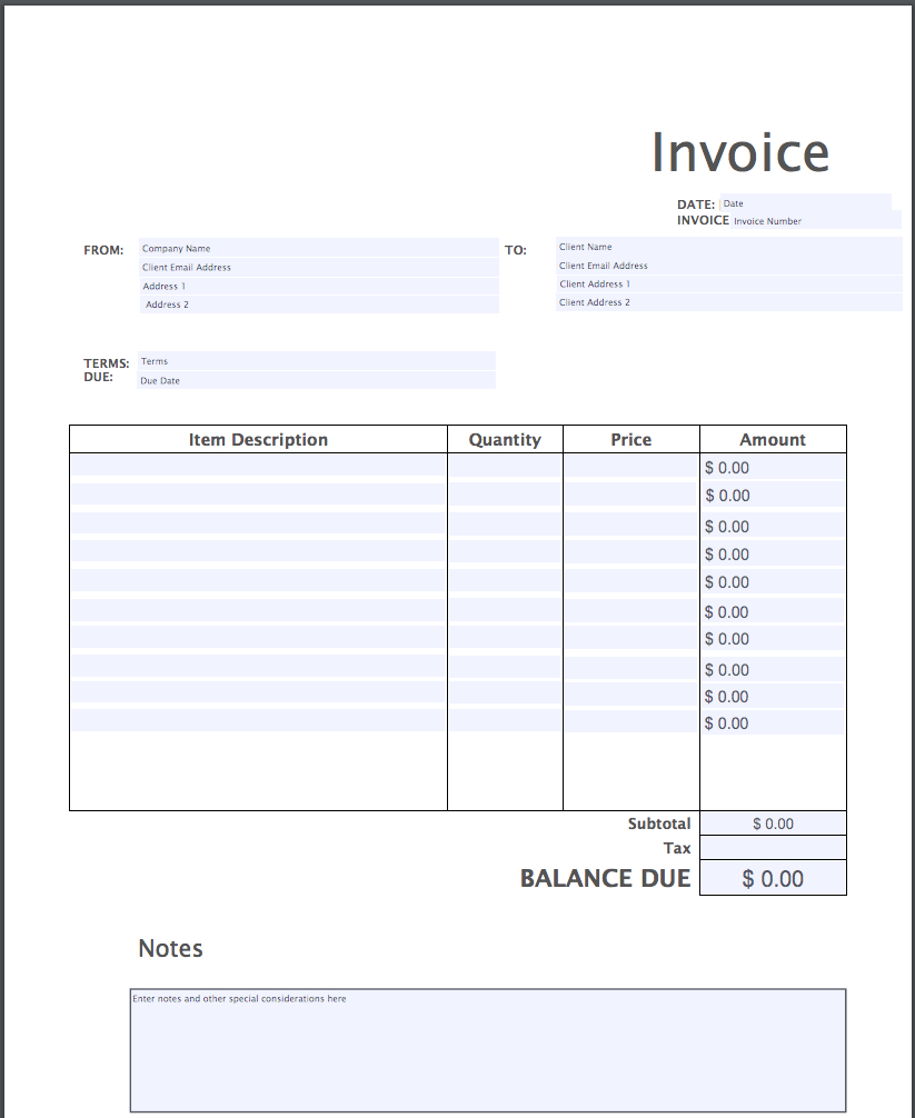 Free Printable Editable Invoice Template Online Australia Blank - Free Printable Blank Invoice