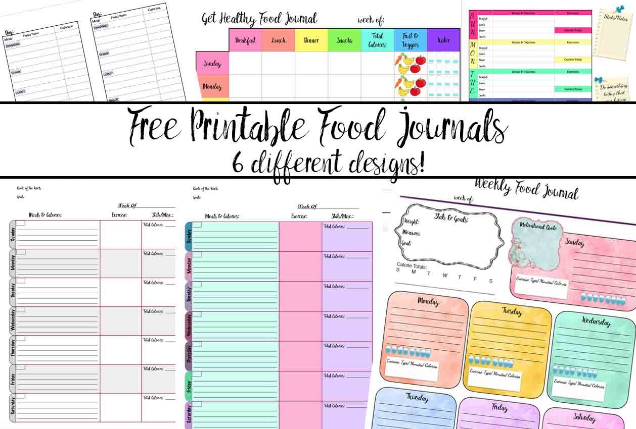 Free Printable Food Journal: 6 Different Designs - Free Printable Calorie Counter Journal