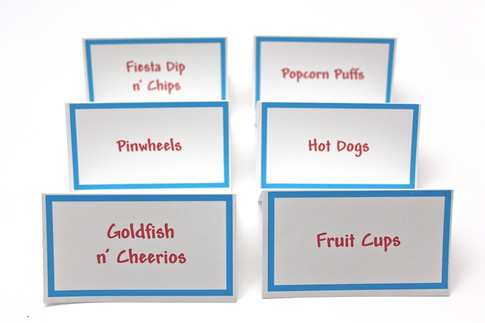 Free Printable Food Tent Cards - Printable Cards - Free Printable Food Tent Cards