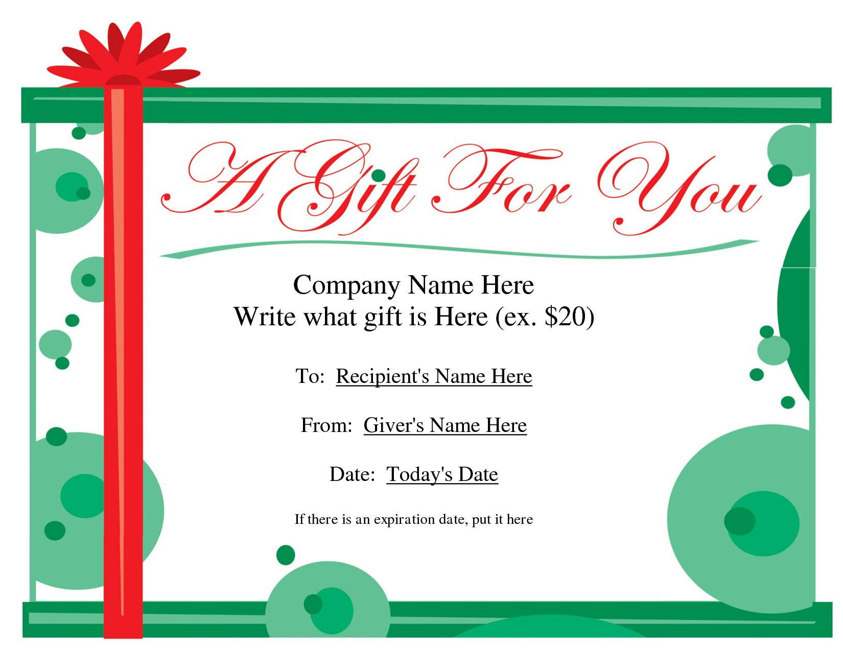 Free Printable Gift Certificate Template | Free Christmas Gift - Free Printable Gift Certificates