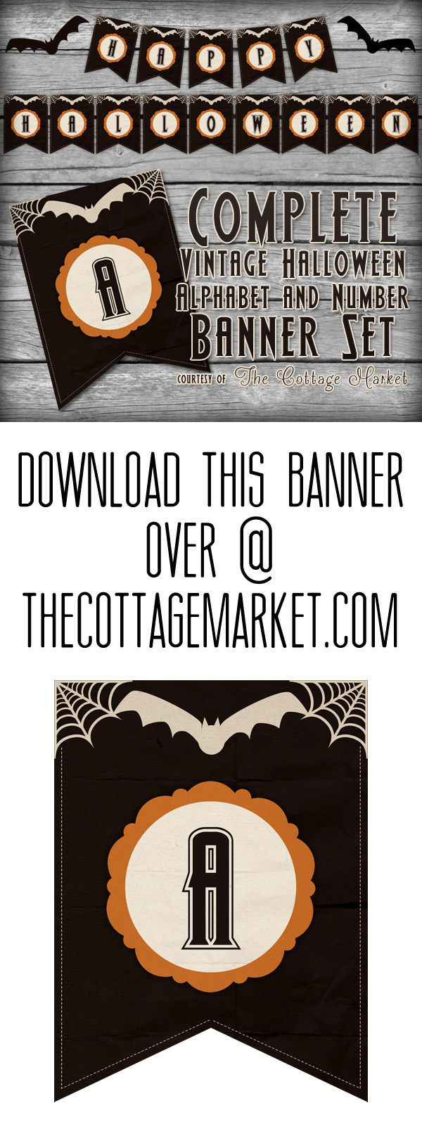 Free Printable Halloween Banner Set | The Cottage Market - Free Printable Halloween Banner