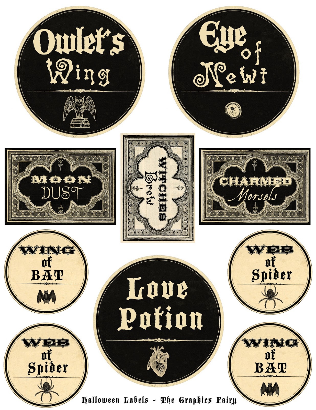 Free Printable Halloween Labels - Potions - The Graphics Fairy - Free Printable Labels For Bottles