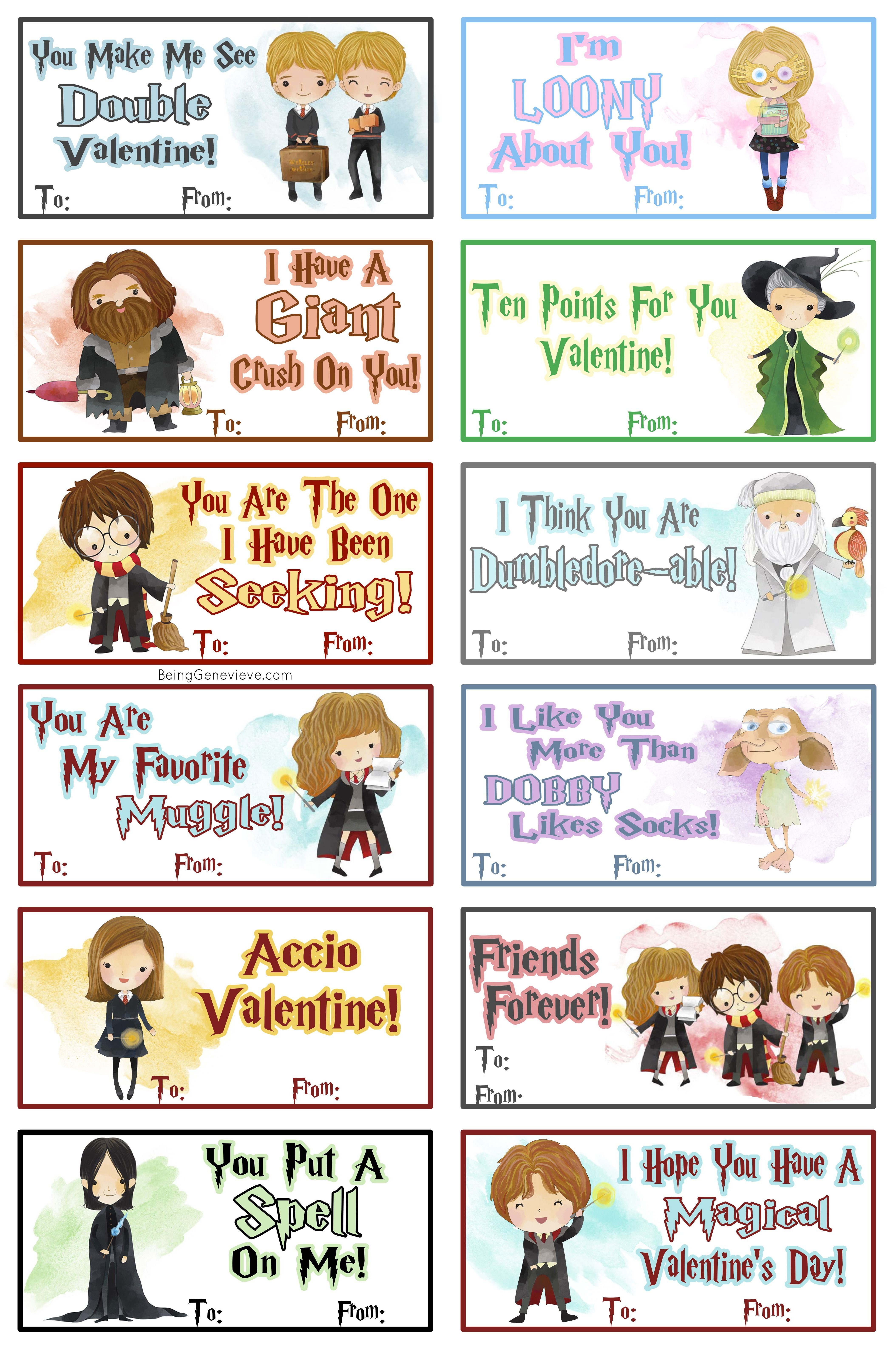 Free Printable Harry Potter Valentines | Being Genevieve - Free Printable Harry Potter Pictures