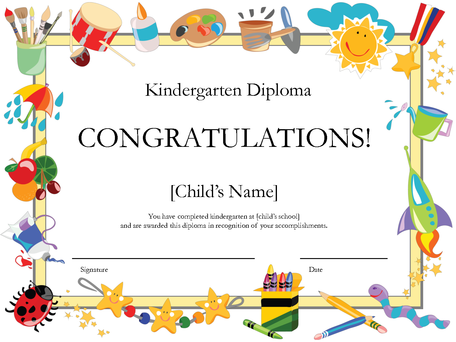 Free Printable Kindergarten Diplomaprintshowergames 0Megipu4 - Free Printable Children&amp;#039;s Certificates Templates
