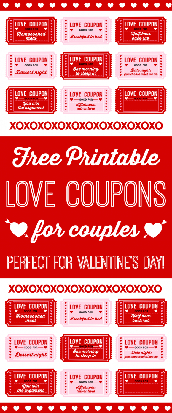 Free Printable Love Coupons For Couples On Valentine&amp;#039;s Day - Free Printable Love Coupons For Wife