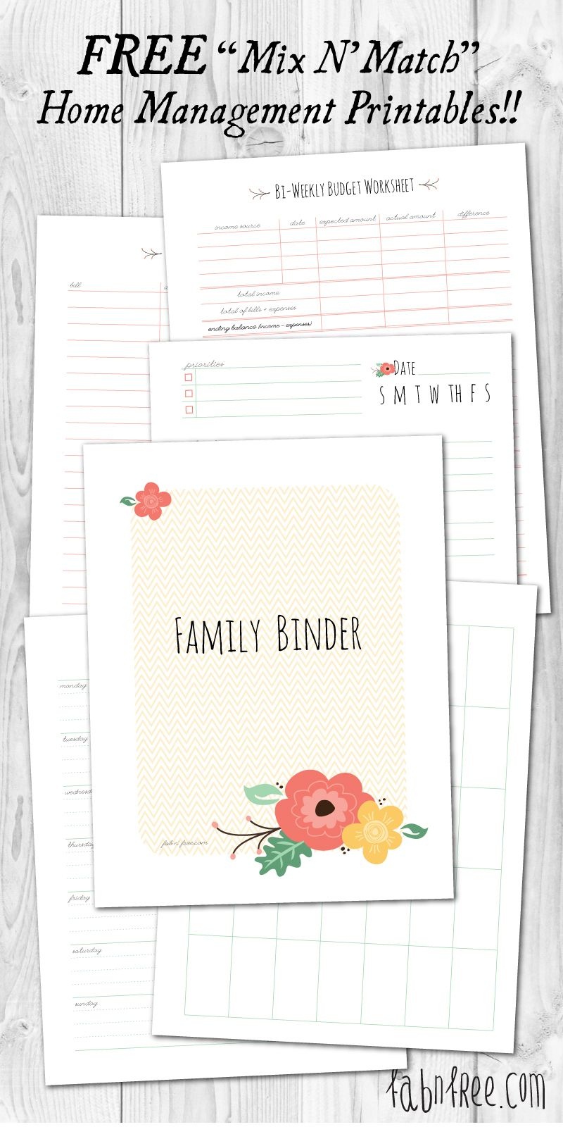 Free Printable Mix &amp;amp; Match Home Management Binder | // Free - Free Printable Household Binder