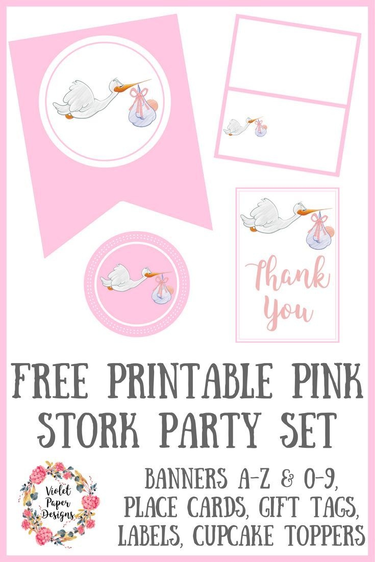 Free Printable Pink Stork Baby Shower Party Set | Free Must Have - Free Stork Party Invitations Printable