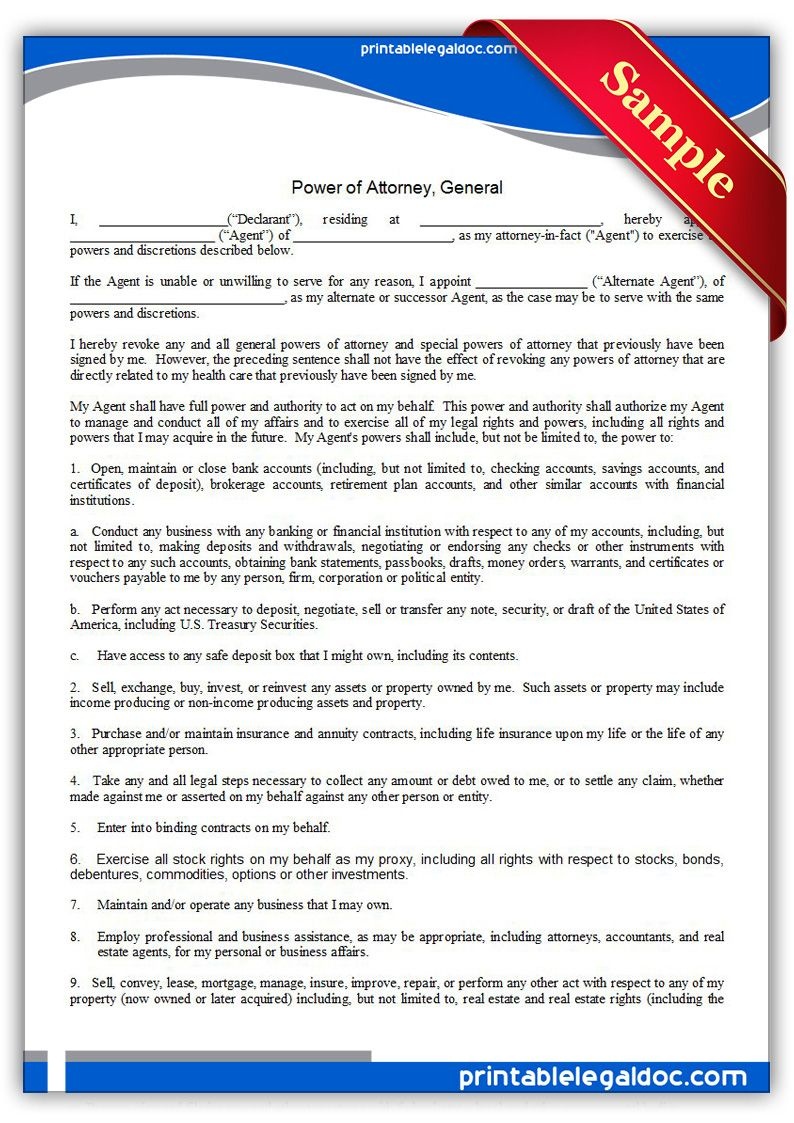 Free Printable Power Of Attorney, General Legal Forms | Free Legal - Free Printable Legal Forms California