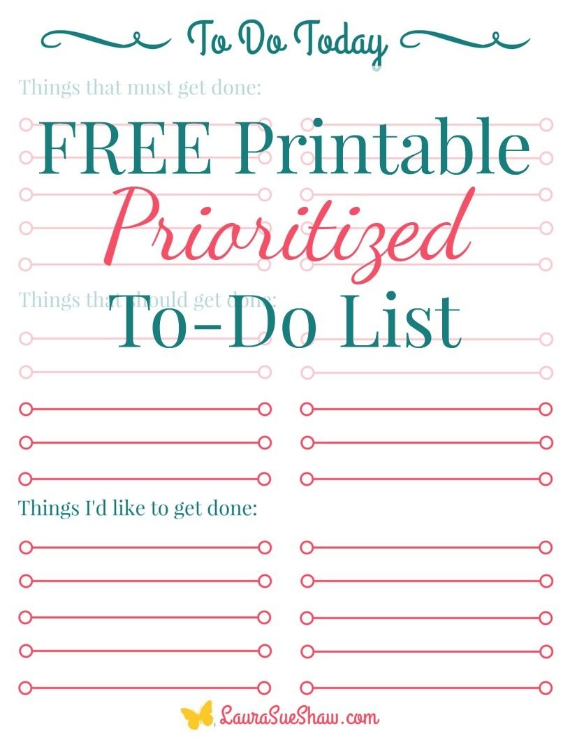 Free Printable Prioritized To Do List | Best Of Laurasueshaw - Free Printable To Do Lists To Get Organized