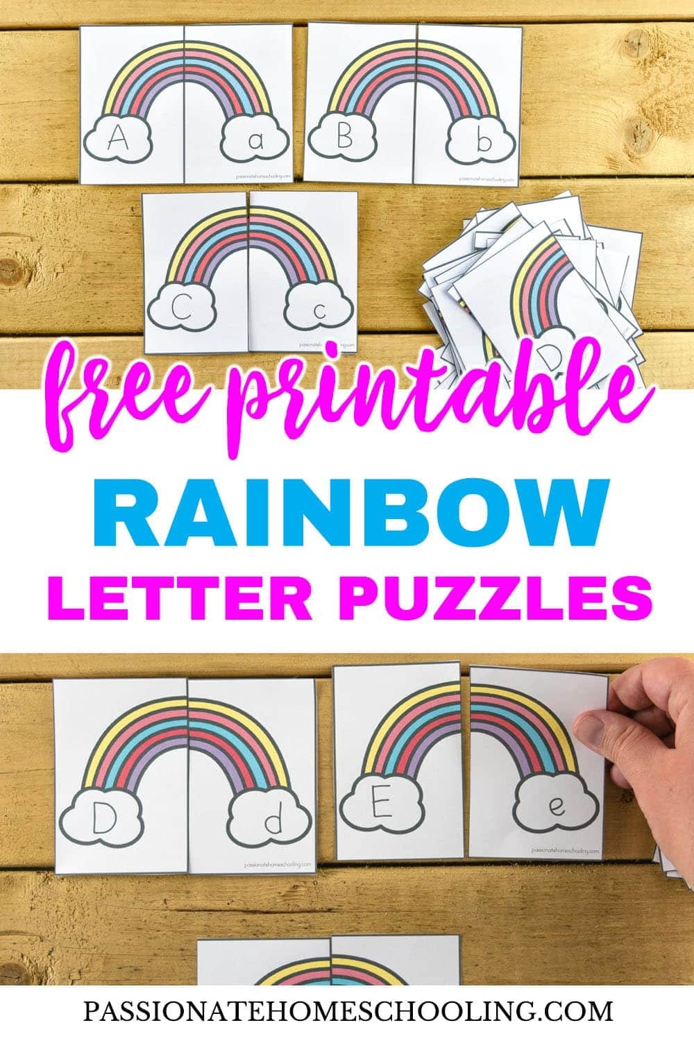 Free Printable Rainbow Upper And Lowercase Letter Matching Puzzles - Free Printable Rainbow Letters