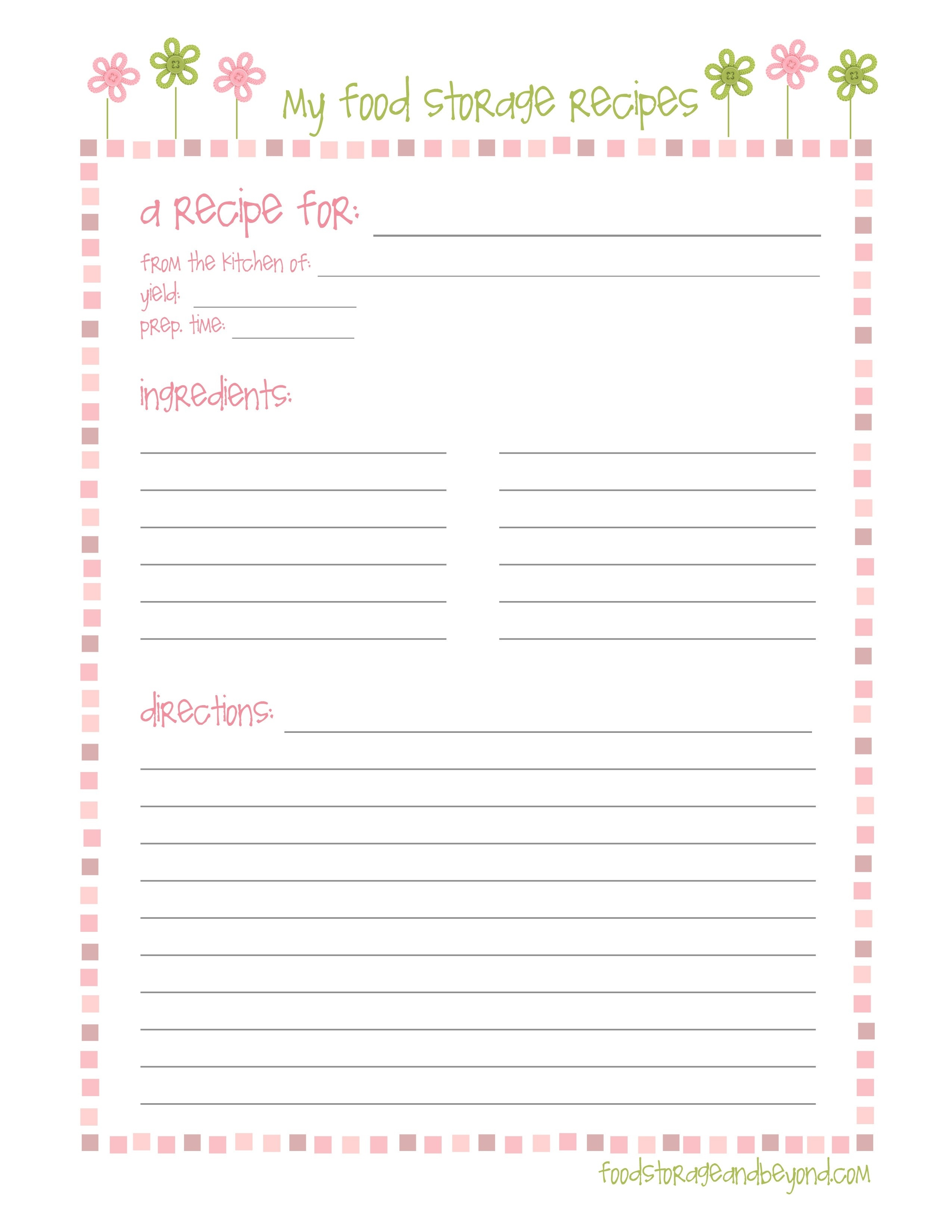 free editable recipe template pdf