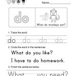 Free Printable Sight Word (Do) Worksheet For Kindergarten   Free Printable Sight Word Worksheets