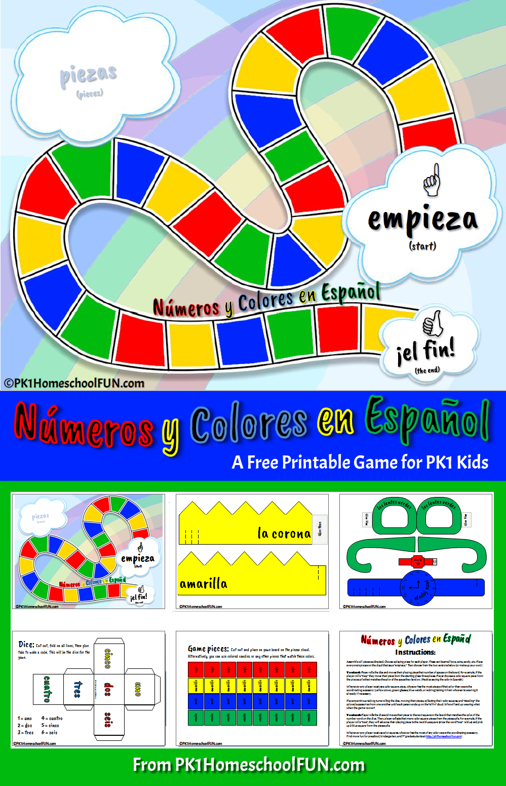 Free Printable Spanish Numbers &amp;amp; Colors Game - Pk1Homeschoolfun - Free Printable Spanish Numbers