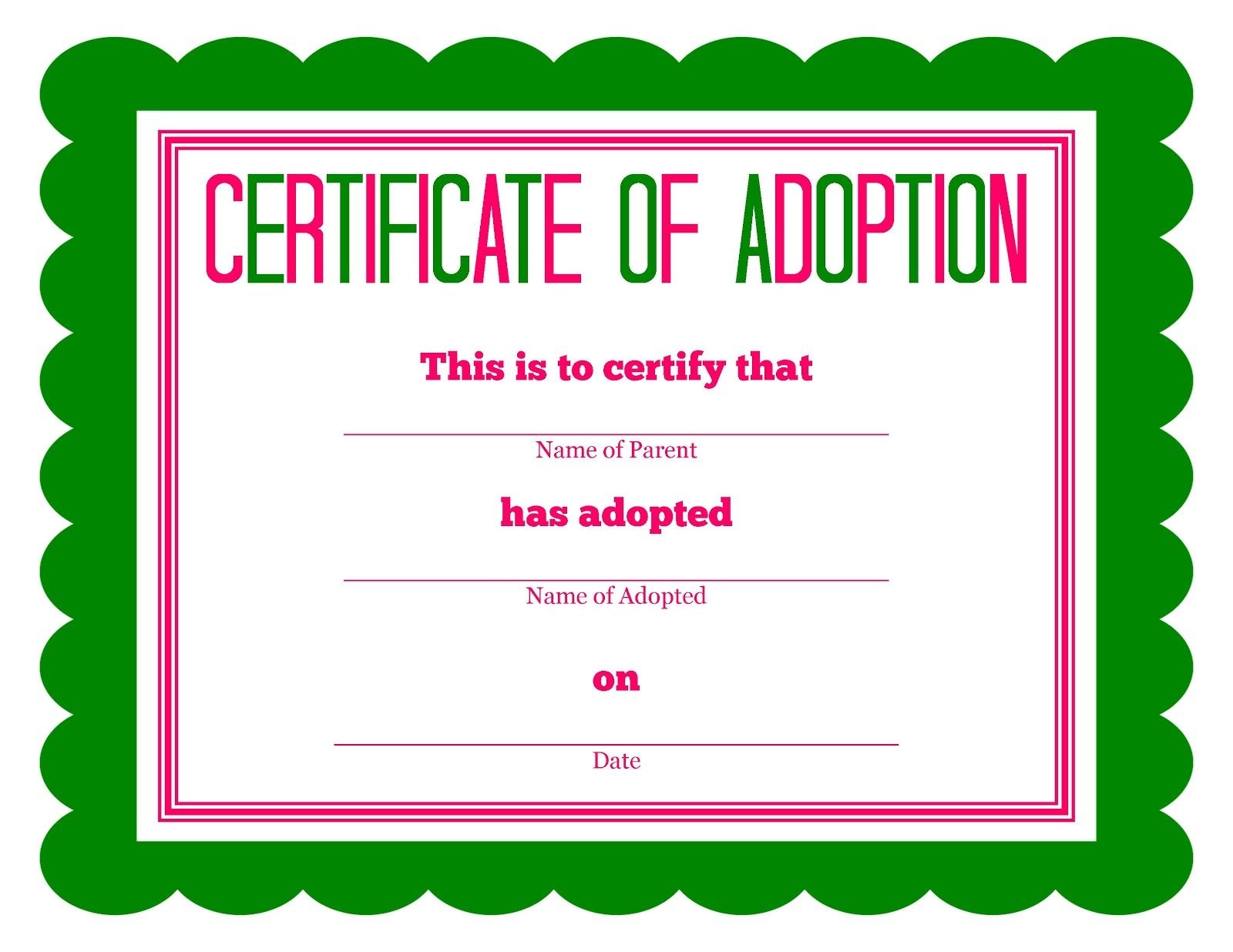 Free Printable Stuffed Animal Adoption Certificate | Free Printables - Free Printable Adoption Certificate