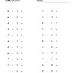 Free Printable Subtraction Worksheet For First Grade   Free Printable First Grade Math Worksheets