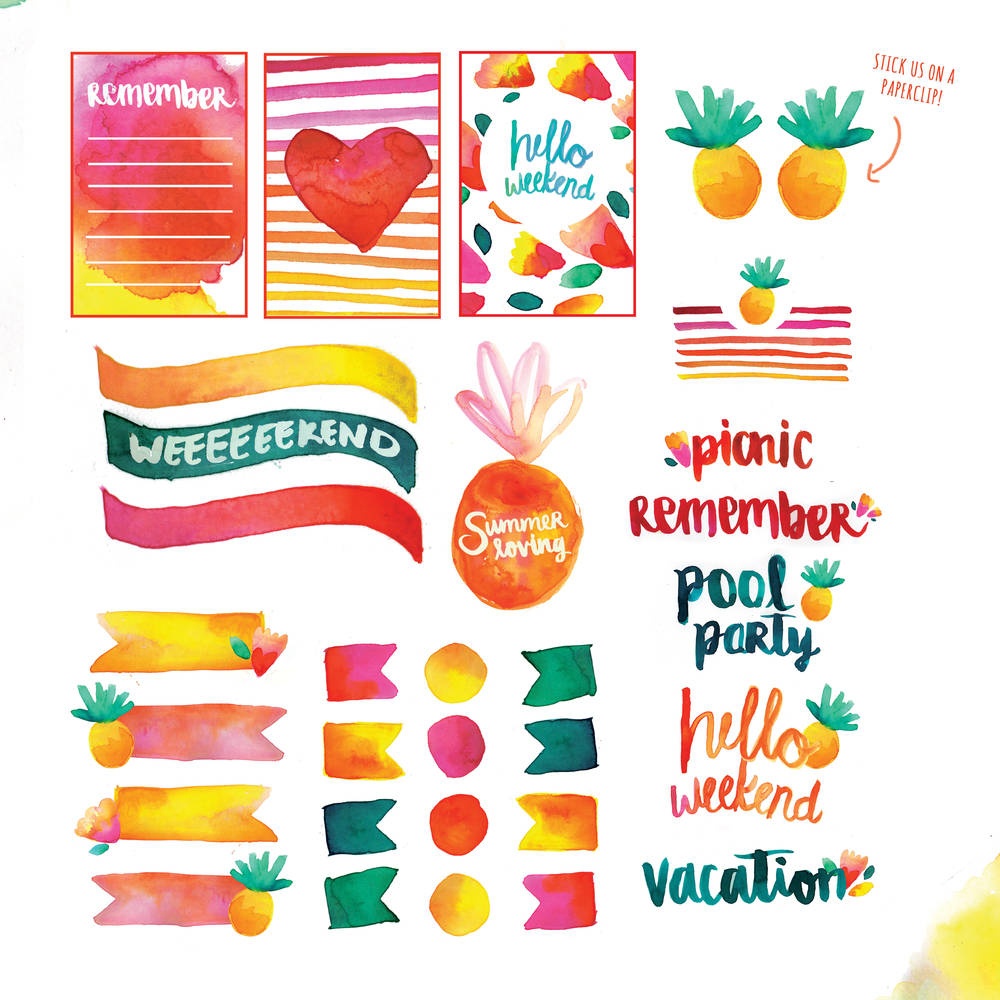 Free Printable: Summer Watercolor Planner Stickers | Blitsy - Scrapbooking Die Cuts Free Printable