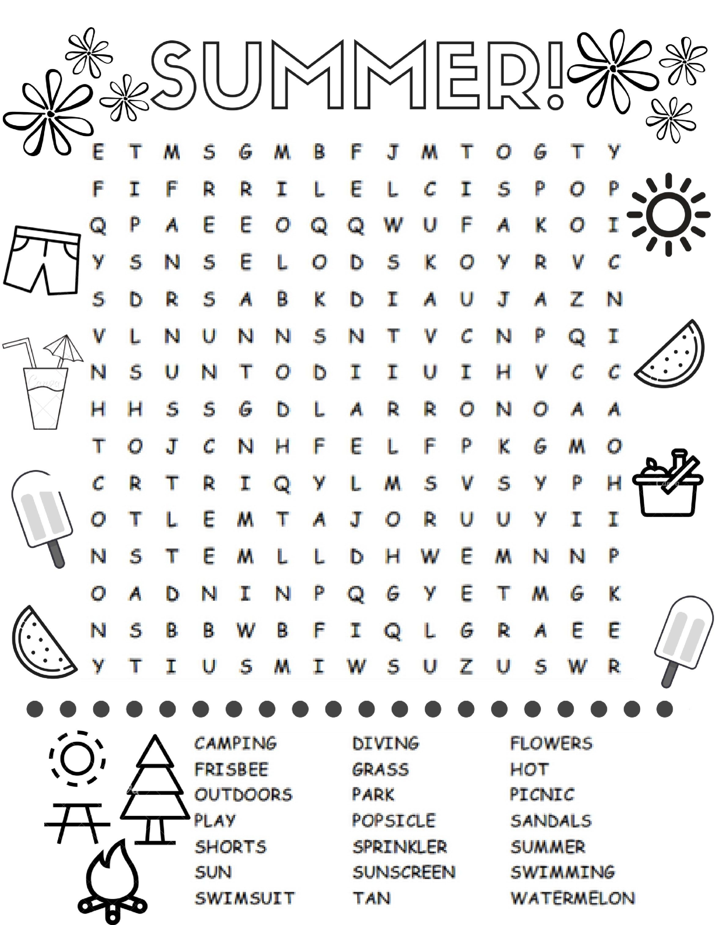 Free Printable Summer Word Search Colouring Page | Printables - Free Printable Summer Puzzles