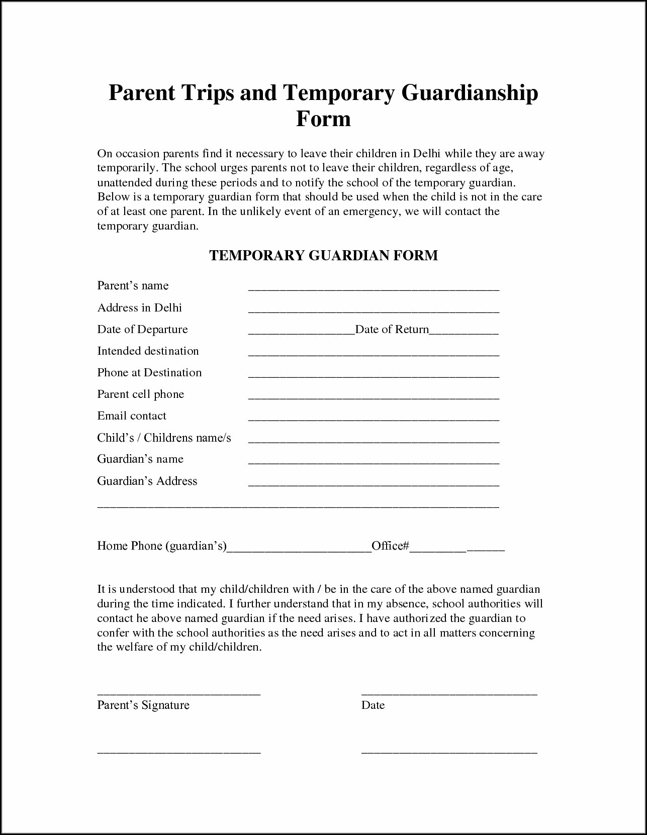 Free Printable Temporary Guardianship Forms - Form : Resume Examples - Free Printable Temporary Guardianship Form