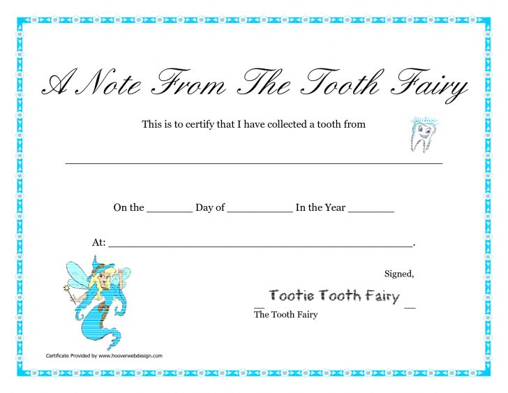 Free Printable Tooth Fairy Certificate