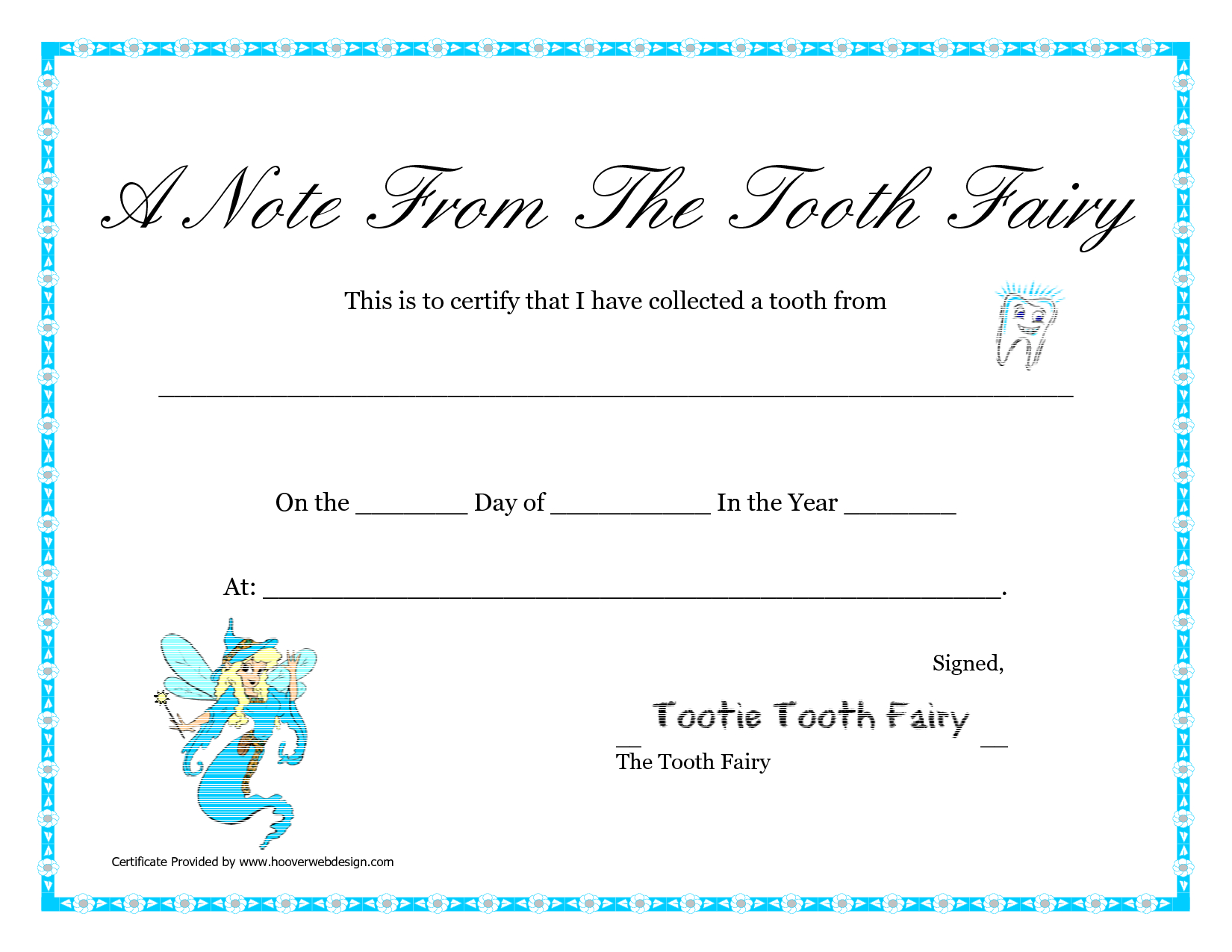 Free Printable Tooth Fairy Letter | Tooth Fairy Certificate - Free Printable Tooth Fairy Certificate