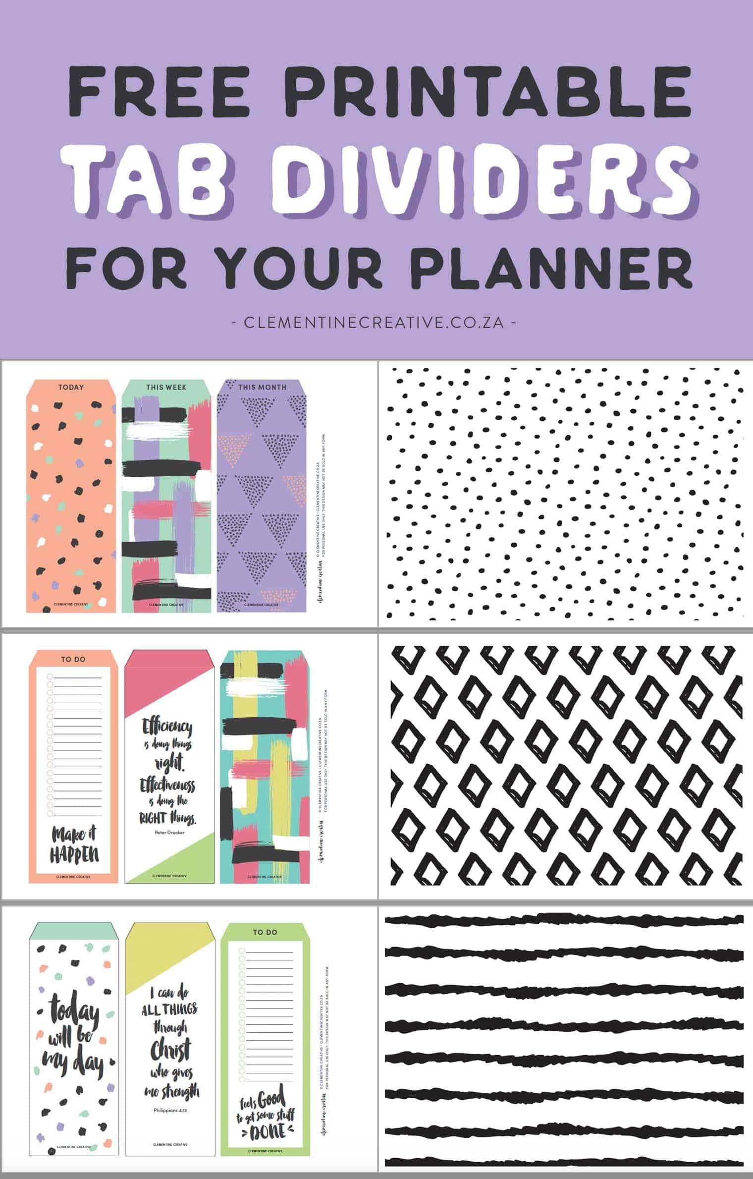 Free Printable Top Tab Dividers For Planners, Diaries And Agendas - Free Printable Dividers