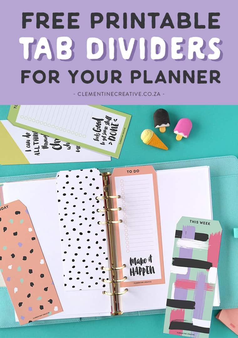 Free Printable Top Tab Dividers For Planners Diaries And Agendas 