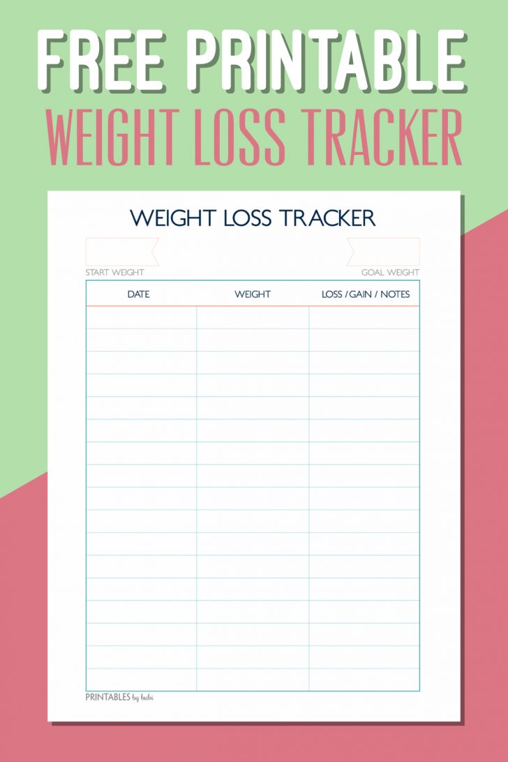 Printable Weight Loss Charts Free