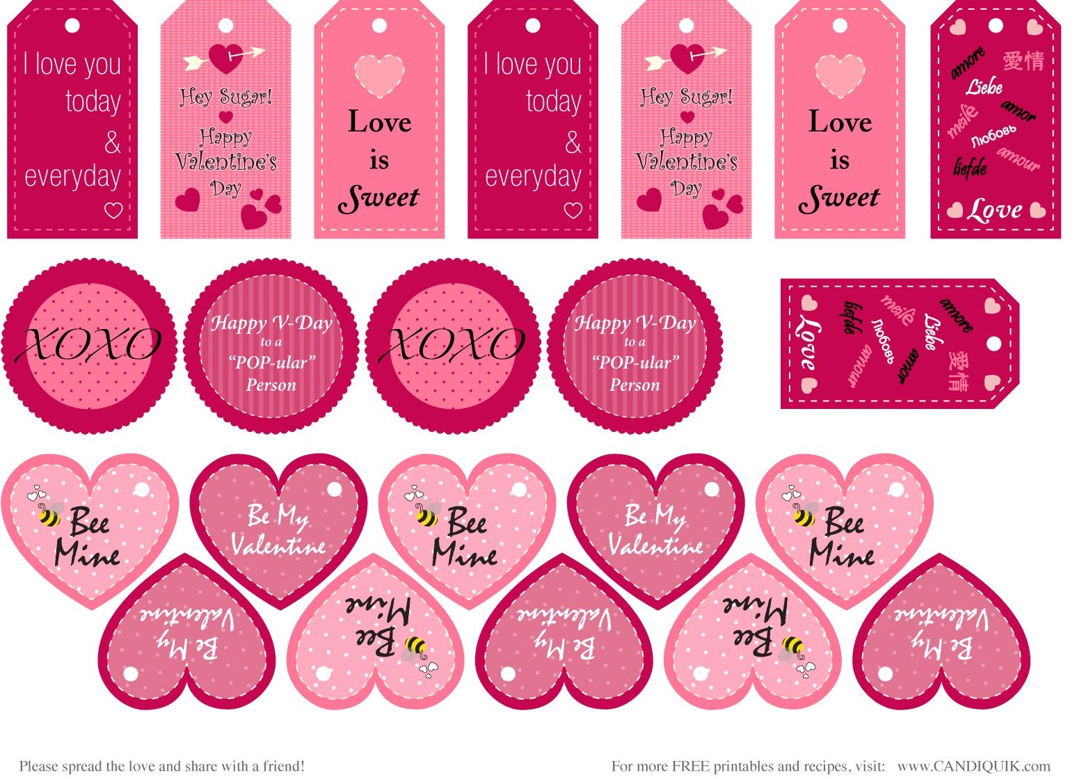 Free} Printables | Valentines | Valentine&amp;#039;s Day Printables - Free Printable Valentines Day Tags