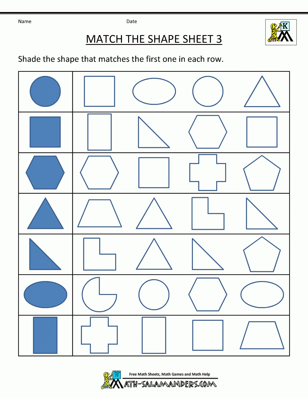 Free Shape Worksheets Kindergarten - Free Printable Same And Different Worksheets