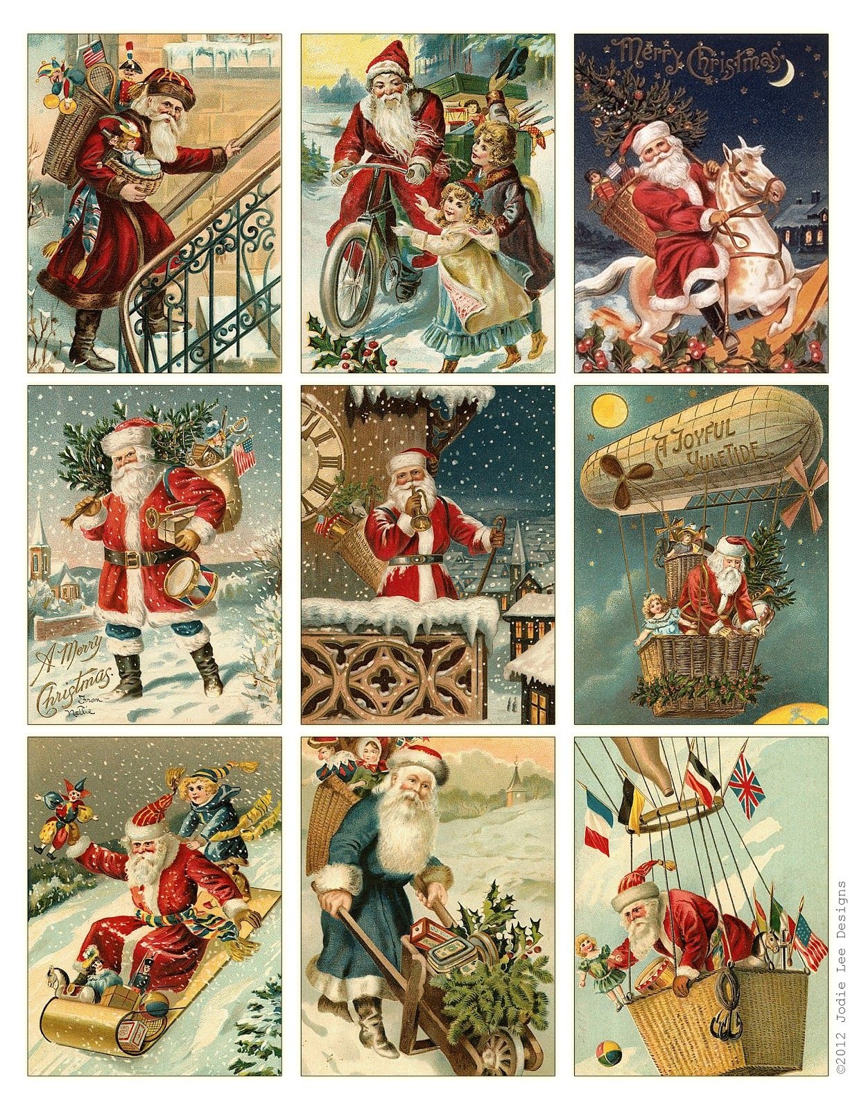 Free To Download! Printable Vintage Santa Tags Or Cards. | Free - Free Printable Vintage Christmas Tags For Gifts