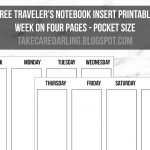 Free Traveler's Notebook Insert Printable: Week On Four Pages   Free Printable Traveler's Notebook Inserts