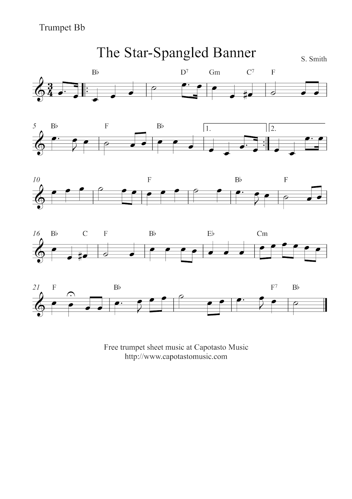 Free Printable Piano Sheet Music For The Star Spangled Banner Free 